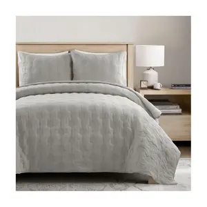 Lush Decor Hexagon Honeycomb Textured Cotton Quilt Set- F/Q