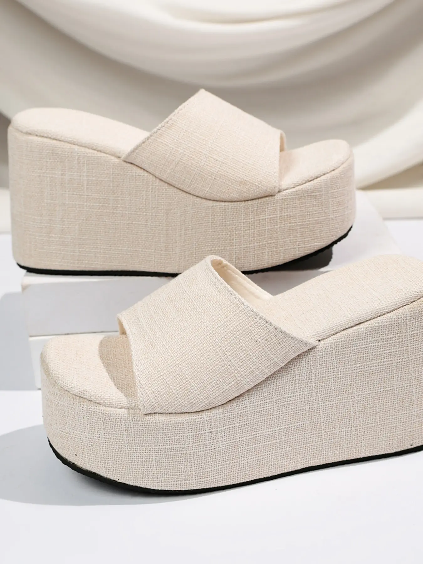 Summer Women's Shoes, Chunky Heel Wedge Sandals, Thick Soled Sandals, PU Leather Upper, Rubber Sole, Casual Style, Perfect for Daily Wear, Casual Summer Footwear