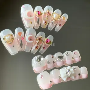 [BunnyMuse] Handmade Press on nails Magic Gal Sailor Moon | Cartoon Nails Sailor Moon Nails Glossy Nails Spring Nails Coffin Nails Round Nails Elegant Nails Luxury Short Nails Nail Art Nail Care