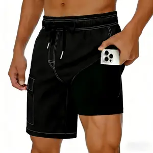 Mens Swim Trunks with Compression Liner 2 in 1 Swim Shorts Summer Beach 7 inch Board Shorts with Pockets