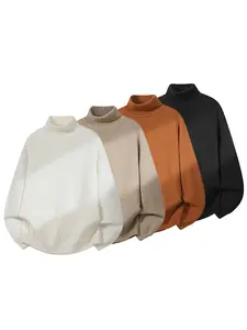 Men's Plain Mock Neck SweatshirtSlim Fit Casual SportyThermal LongSleeve Top for Spring & Fall DailyWear inCream Color