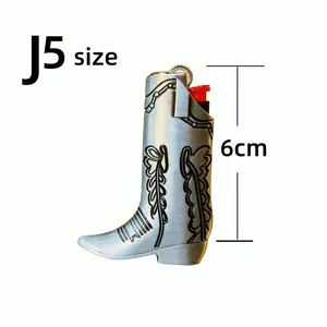 Metal High-Heel Boot Lighter Case – Fits BIC J5/J6, Vintage Western Gift for Her or Him