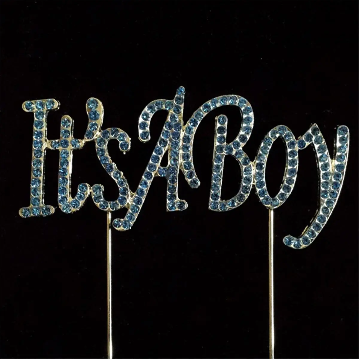 212 MAIN Blue Rhinestone Boy Cake Topper, Cake Topper Decorations, Home Supplies for Birthday, Gender Reveal Festive Party Decor