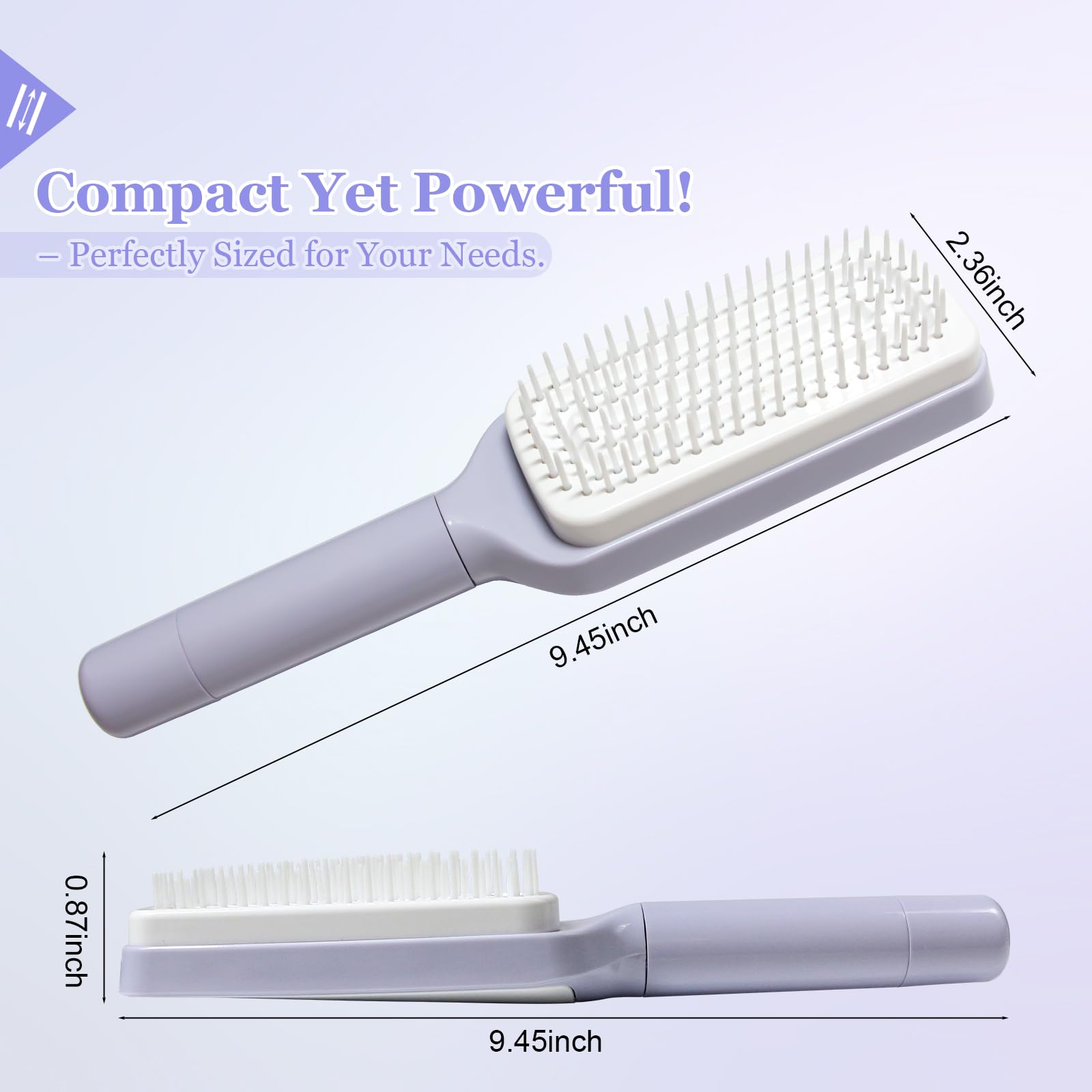 Self Cleaning Hair Brush with Retractable Bristles - Anti Static Detangling Brush for Fine Thin Hair, Effortless Hair Removal & Scalp Massage, Wet/Dry Use for Women Men Comb