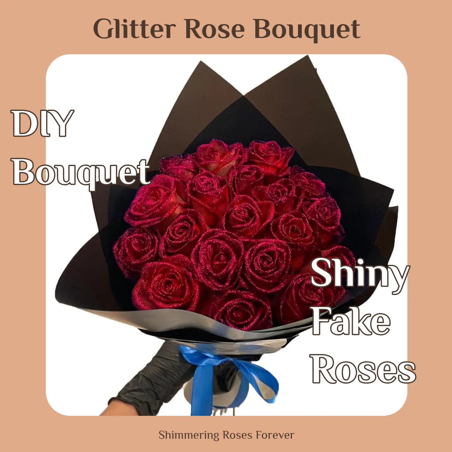 Glitter Rose Bouquet,Artificial Rose Flowers Bouquet,DIY Bouquet Shiny Fake Rose Bouquet Love Gift,Rose Glitter,DIY Bouquet Gifts for Valentine's Day Gift Decor Decorative bouquet  perfection, fake glitter flower