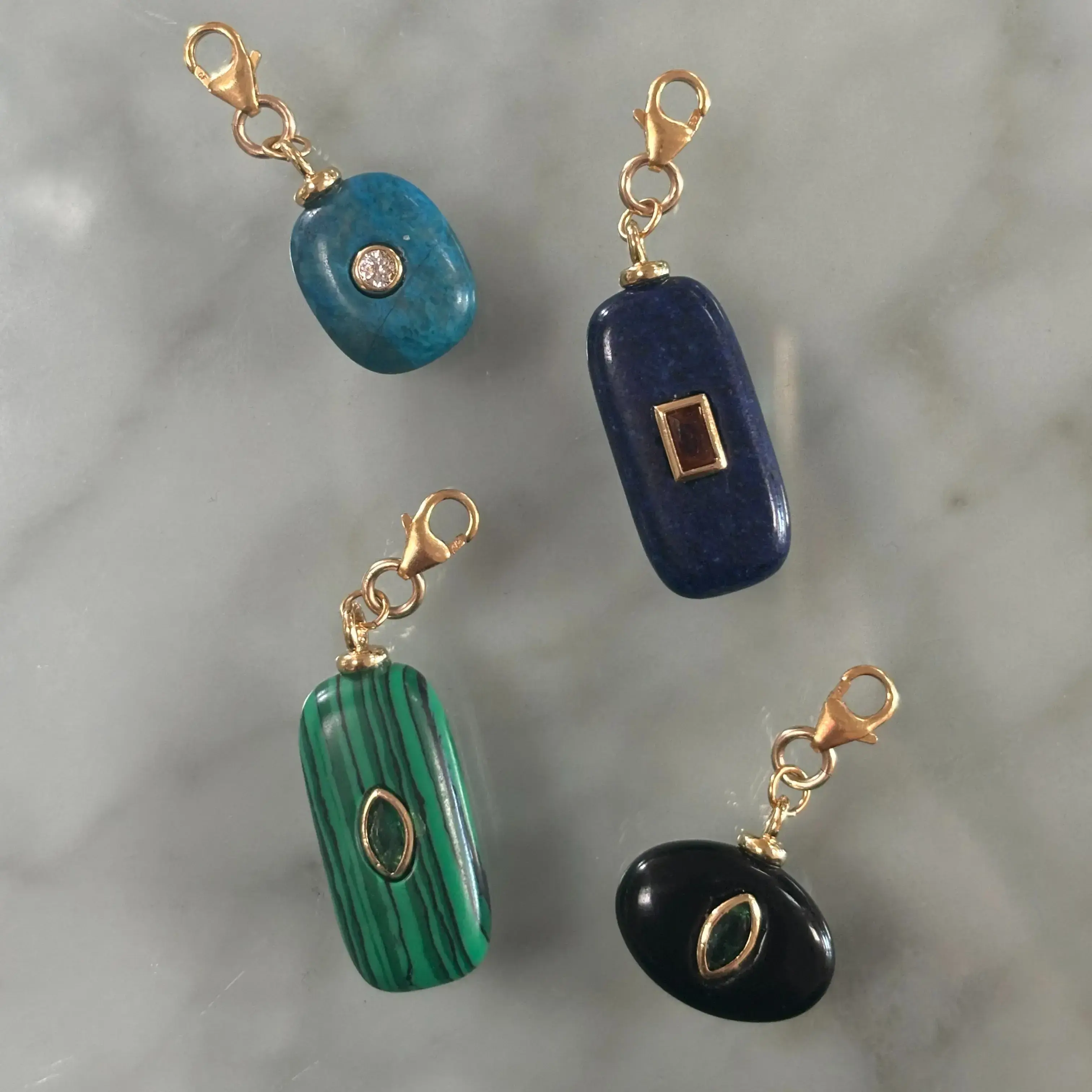 Protect Your Peace – Gemstone Clip-On Charms in Turquoise Blue Lapis Green Malachite & Black Onyx for Personalized JewelryGift Protect Your Peace – Gemstone Clip-On Charms in Turquoise Blue Lapis Green Malachite & Black Onyx for Personalized JewelryGift