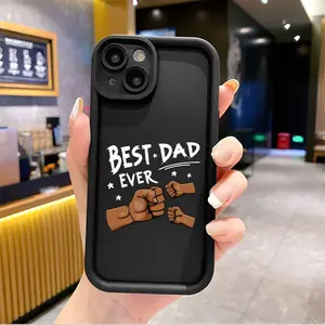 "Best Dad Ever" Typography with Fist - Bumping Graphic Pattern Case for iPhone 17 Pro Max 16 16e 15 14 Plus 13 12 Mini 11 Air X XS Pattern Soft TPU Rubber Camera Protection Rugged Mobile Phone Cover Gift 2D printing