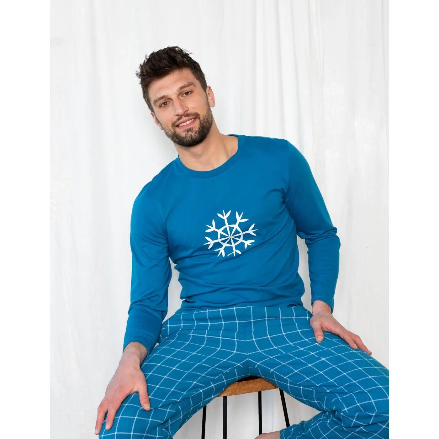 Mens Snowflake Flannel Set