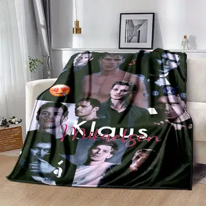 Klaus Mikkelsen themed patchwork print flannel blanket, stylish design, suitable for all seasons, lightweight and durable blanket plushthin quilt holiday gift Intense Nacho Printed Flannel Blanket