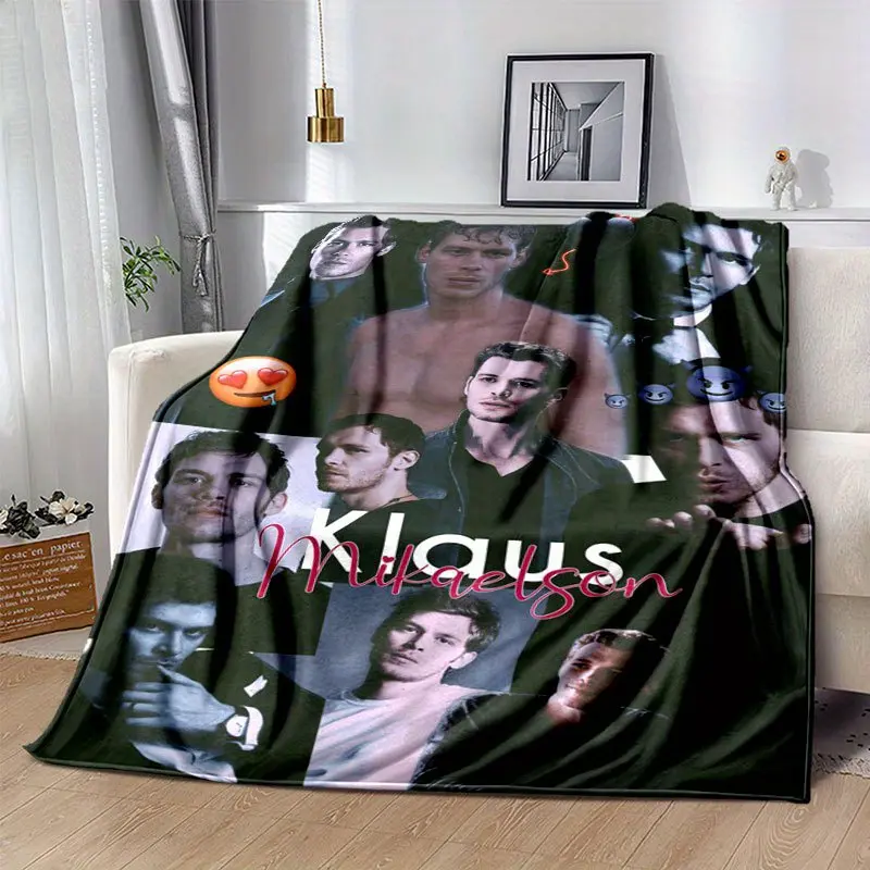 Klaus Mikkelsen themed patchwork print flannel blanket, stylish design, suitable for all seasons, lightweight and durable blanket plushthin quilt holiday gift Intense Nacho Printed Flannel Blanket