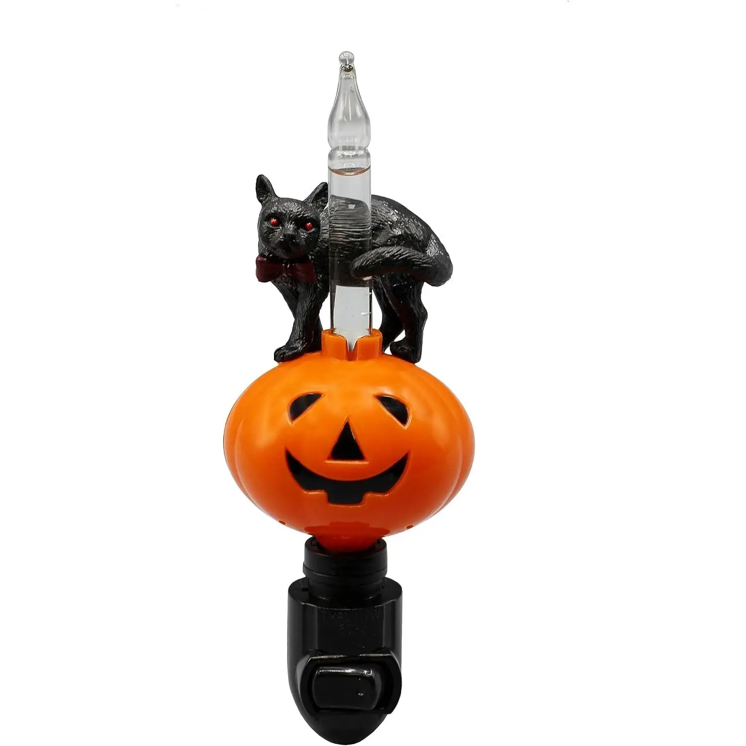 Traditional Halloween Pumpkin Jack O' Lantern & Black Cat Bubble Nightlight - Bubbling Glitter Bulb, Household Festive Decoration for Entryways, Rooms