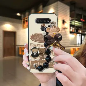 cute Cartoon Phone Case For LG K51/Reflect/L555DL Anti-knock Black pearl pendant Back Cover Waterproof silicone protective case Skin-friendly feel Dirt-resistant