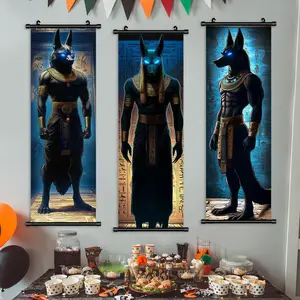 Ancient Egyptian Anubis Art Poster Set, Modern Wall Decor for Living Room & Bedroom, Waterproof Hanging Banners, Home Decoration
