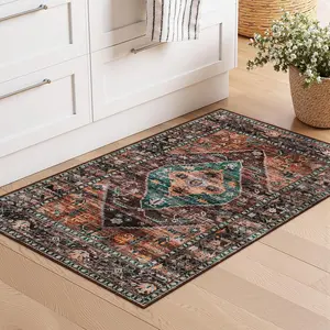 Boho 2x3 Washable Small Area Rug, Ultra Thin Door Mat Door Rugs for Entryway Indoor, Non Slip Front Door Mat Carpet for Kitchen Entrance Bedroom Indoor
