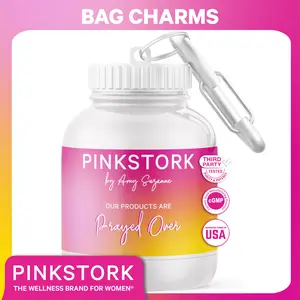 Pink Stork Bag Charm Key Chain | Travel Storage Bottle | Prayed Over Products for Women | Collectible Jar with Hook | Faith