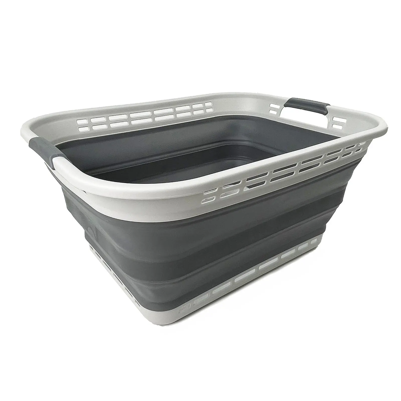 SAMMART 42L (11 Gallons) Collapsible Plastic Laundry Basket - Foldable Pop Up Storage Container/Organizer - Portable Washing Tub - Space Saving Hamper/Basket [BPA Free]