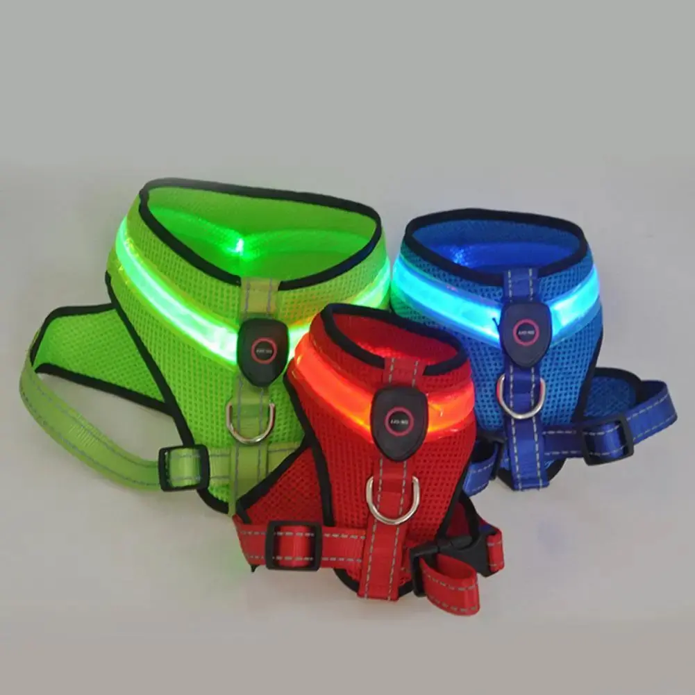 Auroth LED Harness Dog Vest with LED Light, High Brightness, Mesh Fabric, 3 Flashing Modes, Available in S, M, L Sizes, No Traction Rope Included