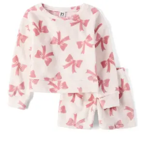 The Children's Place Girls Valentine's Day Long Sleeve Bow Fleece Pajamas White XXL (16)