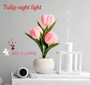 New LED Tulip Night Light, Simulation Flower Atmosphere Lamp for Bedroom Dorm Decor backyard bouquet