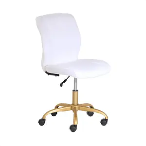 Plush Velvet Office Chair, White