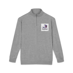 Embroidered Purple Wave Quarter-Zip Fleece Pullover