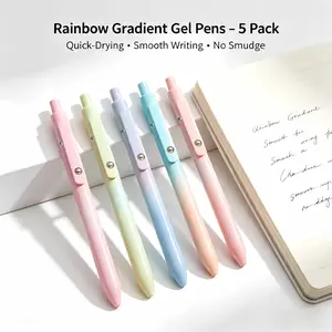 Black Gel Pens 5/10 Pack, 0.7mm Fine Point Quick-Dry No Smudge Smooth Writing Pens, Gradient Color for Journaling, Study & Office Use