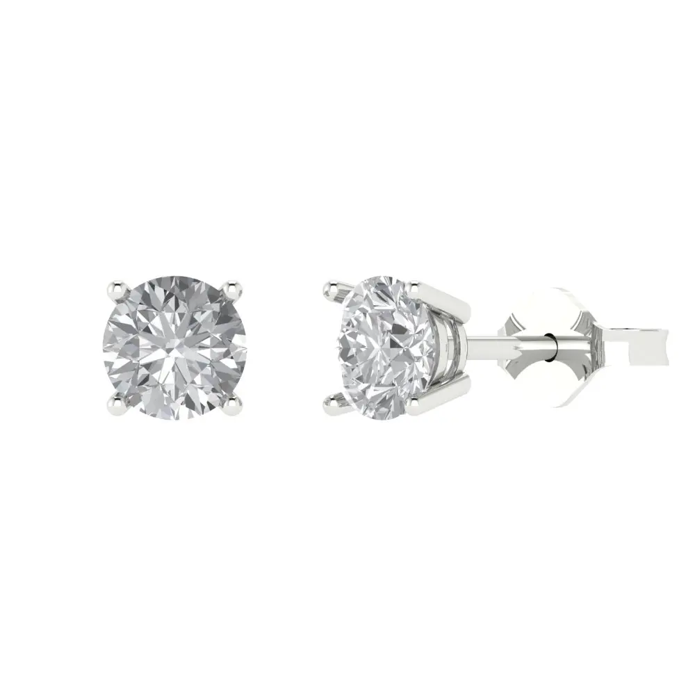 2mm Lab-Grown Diamond Stud Earrings for Women - .925 Sterling Silver Push Back Studs
