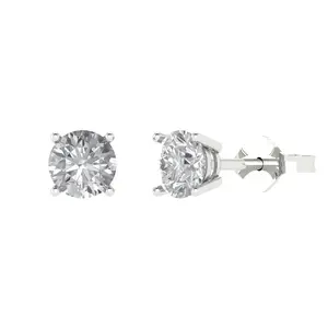 2mm Lab-Grown Diamond Stud Earrings for Women - .925 Sterling Silver Push Back Studs