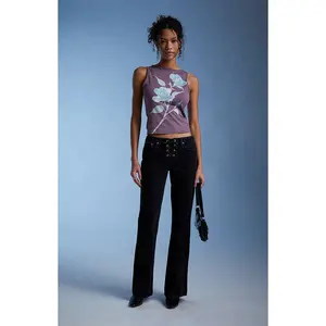 Third Charm Women's Rose High Neck Tank Top