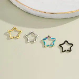 OUFER 2PCS 20G Titanium Star Seamless Nose Rings, Body-Safe Piercing Jewelry - Lightweight, Hypoallergenic, Corrosion-Resistant, Hygienic Nose Piercing Fashion Accessory