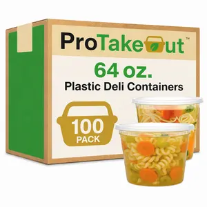 ProTakeOut, [64 oz] Heavy-Duty PP Deli Containers with Lids –100sets | Microwave & Freezer Safe | Durable, Leak-Resistant & Reusable | Ideal for Bulk Food Storage, Meal Prep, Restaurants & Catering