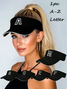 1PC Outdoor Running Tennis Visor Hat for Women A-Z Letter Embroidered Breathable Sun Protection Adjustable Empty Top Sun Cap