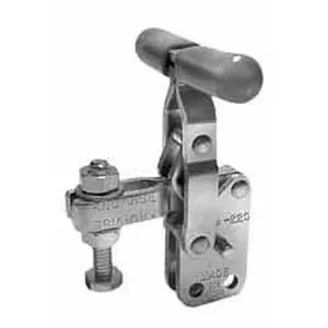 Knu-Vise Carbon Steel Vertical Handle Manual Hold-Down Toggle Clamp - TS-220 Model, 200lb Holding Capacity, 64° Handle Movement, 110° Bar Opening, 1 U-Bar Design, Straight Base