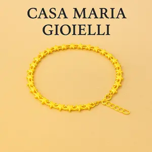 Stella Nova Collection - 24K Solid Gold Star Charm Bracelet - Casa Maria Gioielli