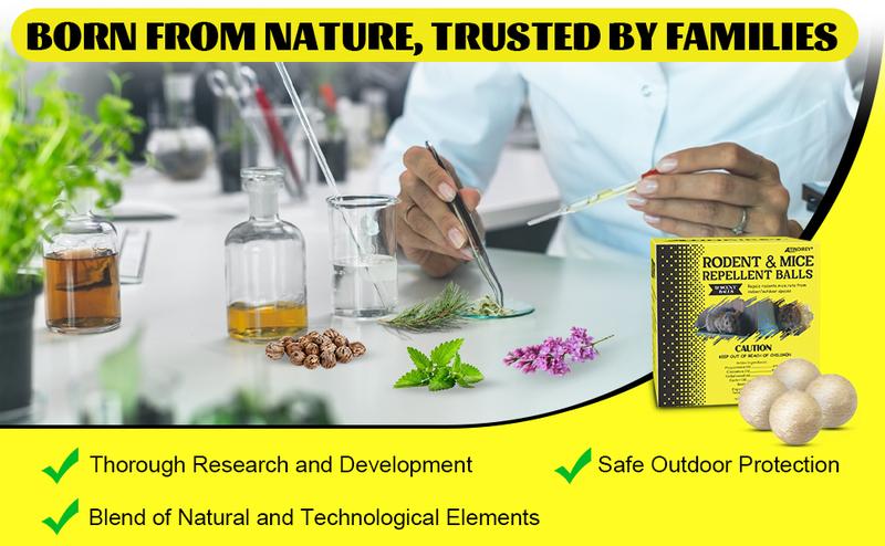 Rodent & Mice Repellent Balls, Indoor/Outdoor/Car Engine Protection, Long-Lasting Peppermint Oil Formula, Safe for Pets & Kids, 30-60 Days Effective Mouse Deterrent