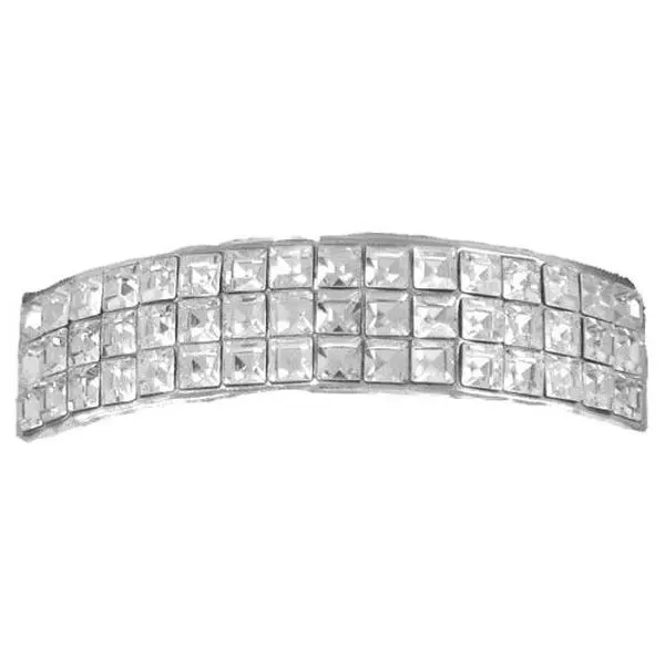 Iced Out Princess Cut Grillz, Rhodium Plated Hip Hop Jewelry for Top Teeth with Hand Glued Gems, Easy Wear Removable Fit, Includes Box, Solid Brass, Brass, Boxed Set, Decoration, High Quality, Silicone, Ice Invisible, Hip Hop Grillz, Invisible Set Style
