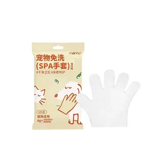 Pet No-Rinse Grooming Gloves - Disposable Cleaning Wipes for Dogs & Cats with Ag+ Technology - 6 Pack SPA Hand Gloves