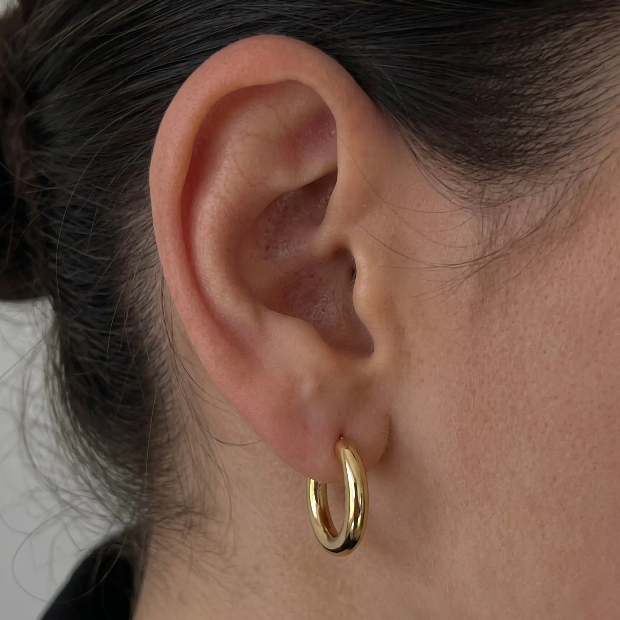 EVRY JEWELS Soho 2.0 Thick Hoop Earrings for Women, 14 Karat Gold Plated or Silver Plated Everyday Ear Accessories, Hypoallergenic, Ear Hoop