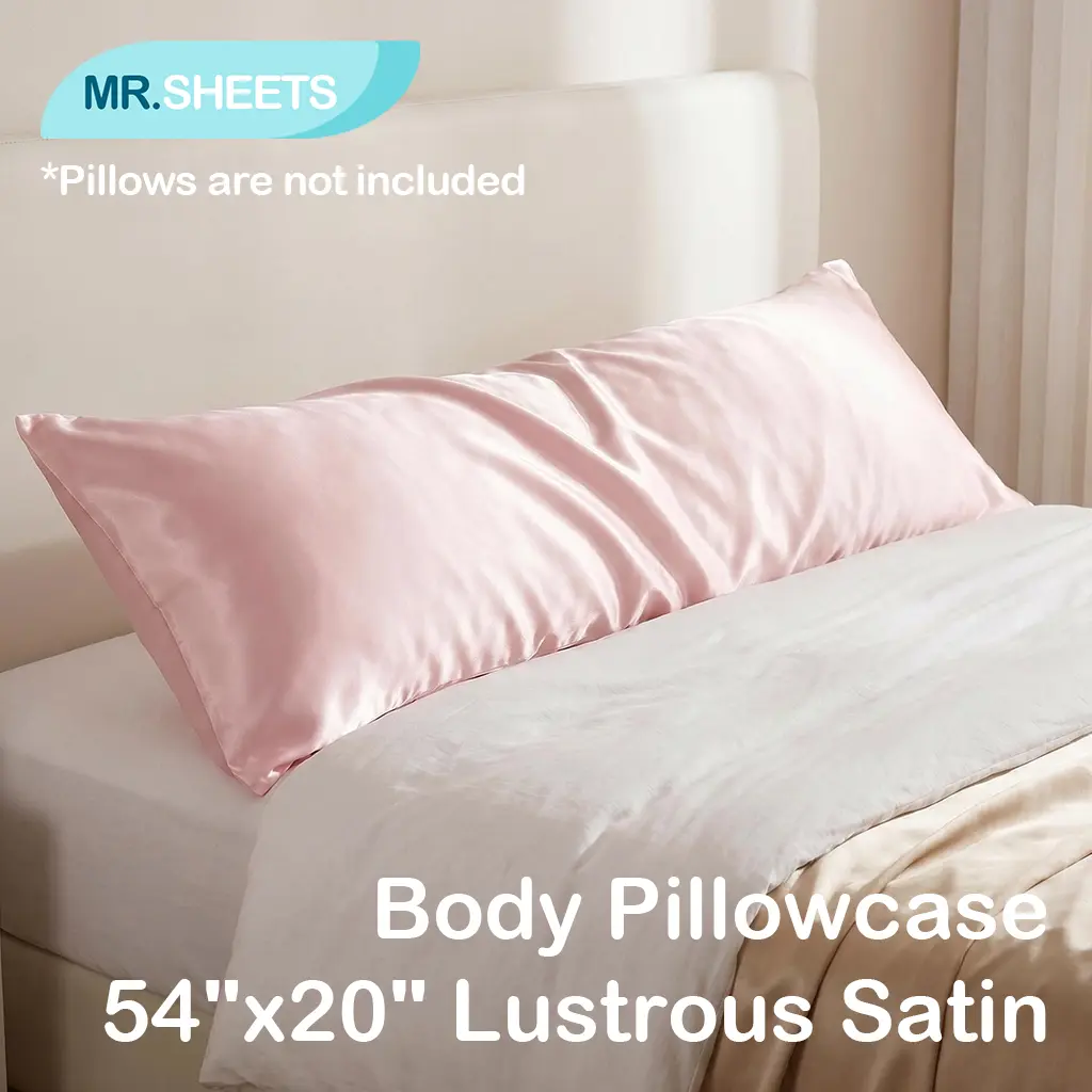 NTBAY Luxurious Satin Body Pillow Cover - 20x54 Body Fit, Breathable Softness, Cooling All-Season Bedding, Envelope Closure for Side Sleepers, Ideal for Night Routine, Color Stays Bright