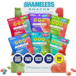 Shameless Snacks Sour Candy & Fruit Snacks - Gummy Candy Variety Pack, Keto Snacks, Sour Gummy Worms & Gummy Bears in Bulk, 3g Sugar Gluten Free Vegan for Kids & Adults
