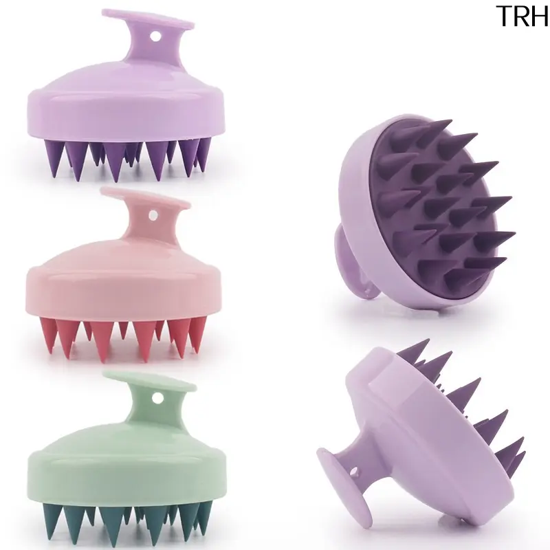Handle Grip Silicone Scalp Scrubber Shampoo Brush, Soft Bristle Hair Massager, Anti-Slip Shower Head Scalp Exfoliator For Deep Hair Cleansing Stress Relief Hair Care