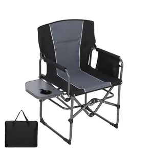 Oversized Camping Directors Chair, Portable Folding Lawn Chairs for Adults Heavy Duty with Side Table, Outdoor Foldable Camp Chair with Pocket for Beach, Fishing, Picnic, Outdoor Foldable Camp Chair