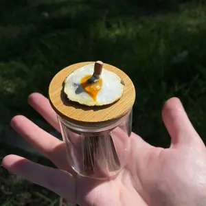 “runny habit” glass stash jar (miniature version)