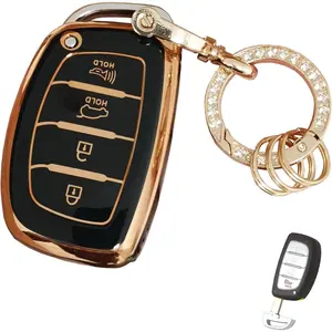 for Hyundai Key Fob Cover Smart Key Fob Shell with Keychain Fit for Hyundai Santa Fe Sport Sonata Tucson