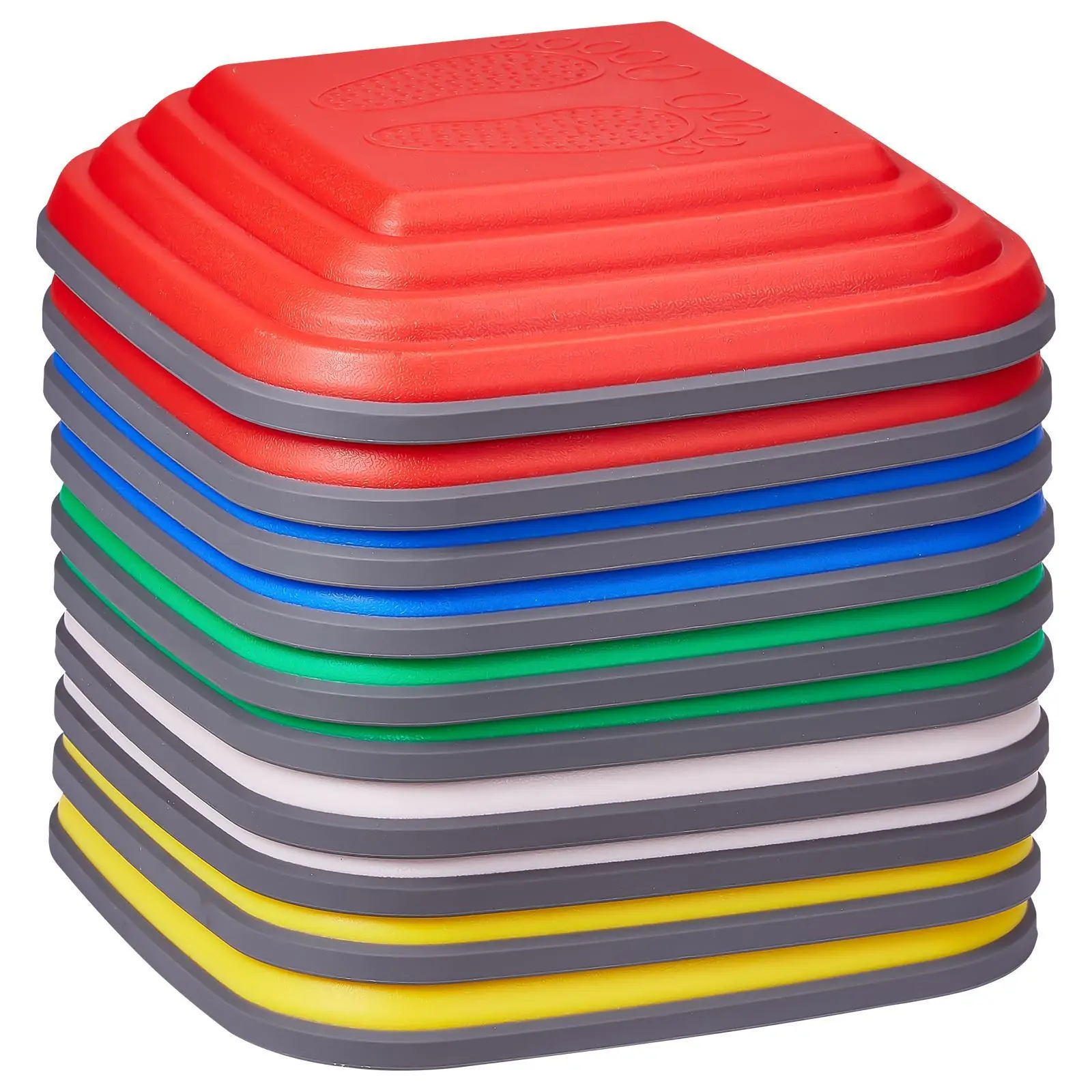 VEVOR 10 PCS Geometric Silicone Balance Stepping Stones for Kids, 4mm Thick PP Plastic, 220 lbs Capacity, Portable Non-Slip Vibrant Sensory Toys, Playroom Obstacle Course, Built to Last, Easy Storage, Children Development (Ages 3,6-8)#BackToSchool