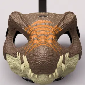 Movable-Jaw Dinosaur Costume Mask, Life-Like Role-Play Headpiece with Realistic Skin Texture & Comfort Fit Strap