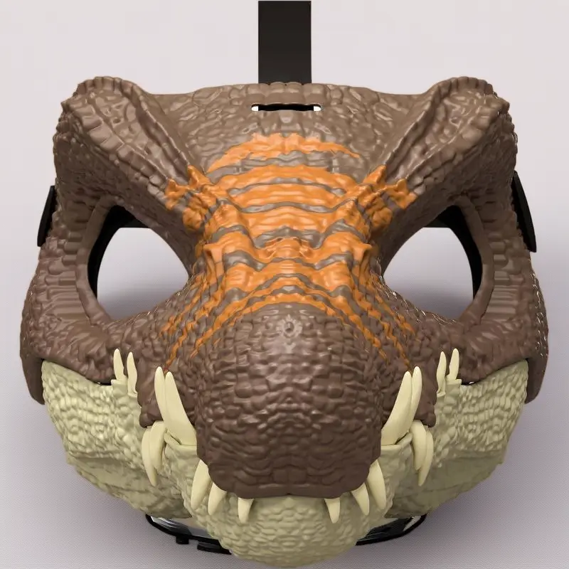 Dinosaur Costume Mask for Men, Role-Play Headpiece with Movable Life-Like Jaw, Realistic Skin Texture and Comfort-Fit Strap