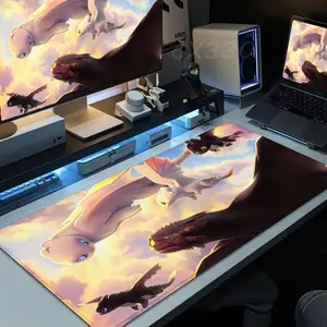Toothless Fury Dragon Mouse Pad High definition printing Computer Mousepad Office 1000x500mm 900×400mm 800×400mm 600x300mm XXL Pc Game Mousemat Non-slip Rubber Keyboard Deskmat