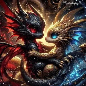 5D DIY Full Diamond Round Drill Painting - Diamond Painting Kit Double Dragons Embrace Mosaic Canvas DIY Wall Art, Home Wall Decoration