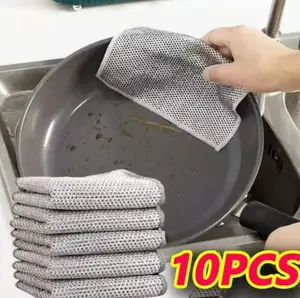 10PC Magic Dishcloth with Silver Wire Built-in Sponge Thickened Microfiber Kitchen Cleaning Cloth Steel Scrub Ball Multi-Purpose by ￼ Shop1104061169 Store ( ￼ 4.9 | 2,000+ sold )